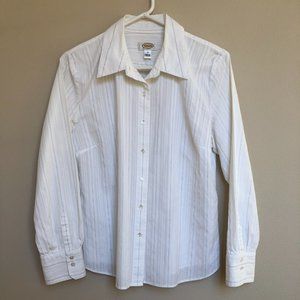 Talbots Dress Shirt, white with thin black stripes, size 14